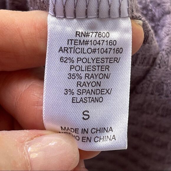 Chaser Thermal Knit Purple/Lavender Scoop Neck Long Sleeve Pullover Top-Small‎ - Picture 6 of 10